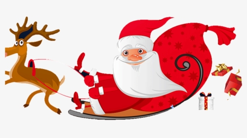 Clip Art Cartoon Santas Sleigh - Free Clip Art Santa Flying, HD Png Download, Free Download