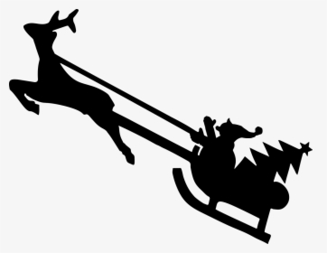 Christmas Reindeer Silhouette - Christmas Reindeer Clipart Black And White, HD Png Download, Free Download
