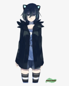 Anime, Black, And Blue Image - Short Black Hair Blue Eyes Anime Girl, HD Png Download, Free Download