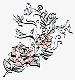 Rosa, Flor, Desenho, Rosa Vermelha, Rosas Do Jardim - Rose Tattoo Transparent Background, HD Png Download, Free Download