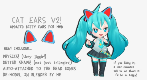 Mmd Dl Cat Ears - Cartoon, HD Png Download, Free Download