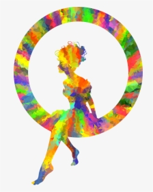 Low Poly Splash Of Color Fairy Sitting In A Circle - Woman Silhouette Png Color, Transparent Png, Free Download