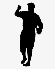 Silhouette Baseball Player - Baseball Standing Player Png, Transparent Png, Free Download