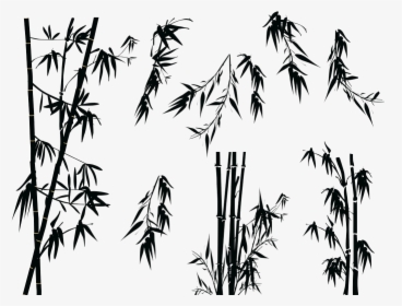 Bamboo Silhouette Tree Illustration - Bamboo Png Black, Transparent Png, Free Download