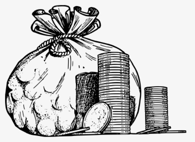 Coin Bag Big Image - Drawing Of Sack Of Gold, HD Png Download, Free Download