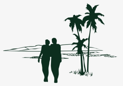 T-shirt Tree Coconut - Png Beach Model Silhouette, Transparent Png, Free Download