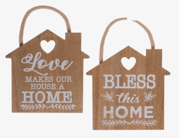 Hanging House Shape Plaque 2 Assorted 17cm - Love, HD Png Download, Free Download