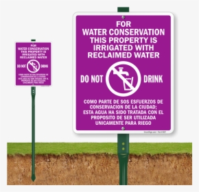 Bilingual Water Conservation Property Is Irrigated - Bee Warning Sign, HD Png Download, Free Download