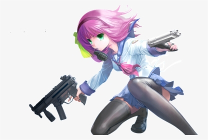Angel Beats And Yurippe Image - Anime Girl With A Gun Png, Transparent Png, Free Download