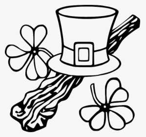 Hat Black, Outline, Tree, White, Branch, Clothing, - Saint Patrick Day Worksheet, HD Png Download, Free Download