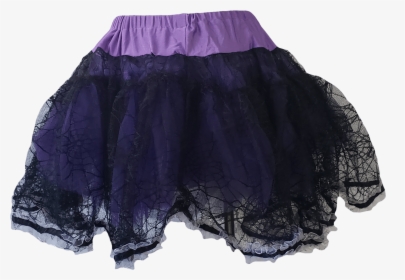 Purple Tutu With Black Lace Overlay And Pink Ruffle - Miniskirt, HD Png Download, Free Download