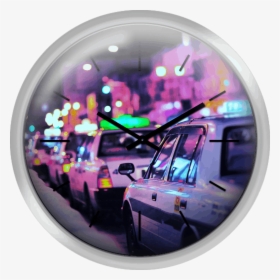 Neon Glow On Taxis - Wall Clock, HD Png Download, Free Download