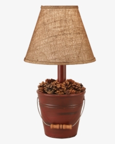 Rustic Red Bucket Pine Cones - Rustic Table Lamp, HD Png Download, Free Download
