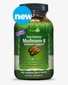 Irwin Naturals Pure Defense Mushromm-8 Immune Support - Cbd Capsules With Turmeric, HD Png Download, Free Download