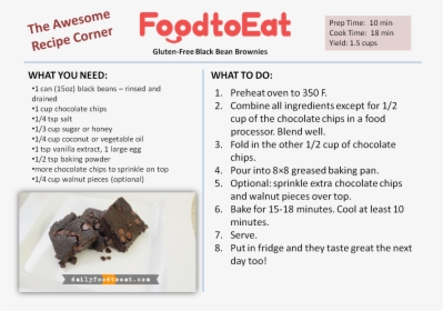 Chocolate Black Bean Brownie - Food, HD Png Download, Free Download