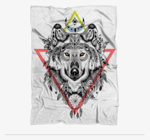 Tribal Wolf Sublimation Throw Blanket - Tribal Wolf Totem, HD Png Download, Free Download