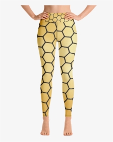 Women Honeycomb Pattern Yoga Leggings Gold - Yoga Pants, HD Png Download, Free Download