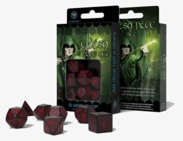 Dice 7 Set Elven Black / Red"     Data Rimg="lazy"  - Elvish Black & Glow In The Dark Dice Set, HD Png Download, Free Download