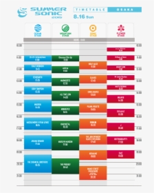 0816 Osaka - Summer Sonic 2015 Timetable, HD Png Download, Free Download