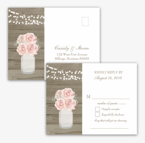 Rustic Mason Jar Blush Floral Wedding Rsvp Postcards - Paper, HD Png Download, Free Download