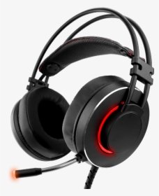 Black Pc Gaming Headset With Built-in Mic & Red Led - Gadget, HD Png Download, Free Download