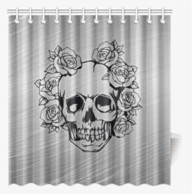 Skull With Roses Shower Curtain 69"x72" - Shower Curtain, HD Png Download, Free Download