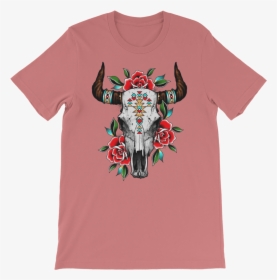 Bull N Roses Mockup Front Flat Mauve - T-shirt, HD Png Download, Free Download