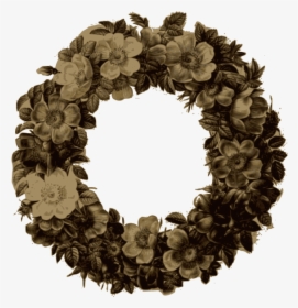 Rose Wreath Sepia - Wreath, HD Png Download, Free Download