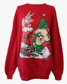 90"s Red Looney Tunes Christmas Sweater By Sun Sportswear - Sweater, HD Png Download, Free Download