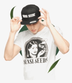 Young Man Wearing A Hat And Tshirt Posing - Sensi Seeds, HD Png Download, Free Download
