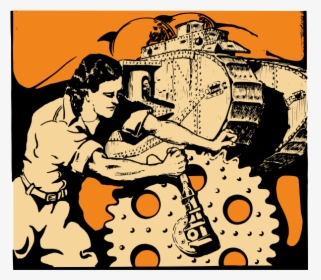 Vector Clip Art Of Woman Turning A Gear - Propaganda Black And White, HD Png Download, Free Download