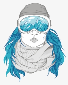 Winter Of Illustration Snowboarding Influx Women Clipart - Snowboarder Face Drawing, HD Png Download, Free Download