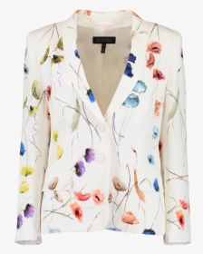 Escada Watercolor Floral Print 2 Button Blazer W/ Sequins - Pattern, HD Png Download, Free Download