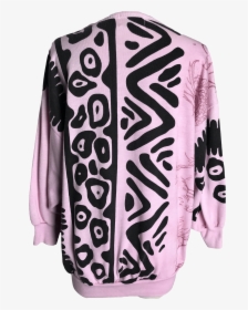 80’s Pink Sweatshirt With Black Print And Sequins By - Cardigan, HD Png Download, Free Download