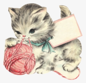 Vintage Kitten Clipart, HD Png Download, Free Download