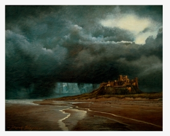 An Landscape Oil Painting On Canvas Of A Brooding Scene - Storm Over Castle Art, HD Png Download, Free Download