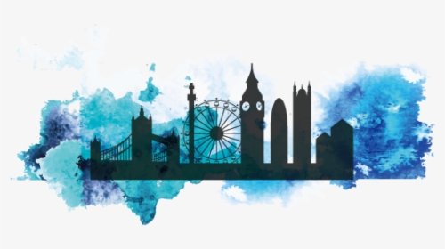 City Of London Silhouette Watercolor Painting - Watercolor Paintings With Silhouette, HD Png Download, Free Download