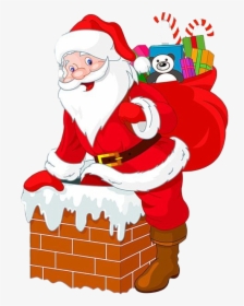 Santa Claus Christmas Chimney Png File - Cartoon Santa Going Down Chimney, Transparent Png, Free Download