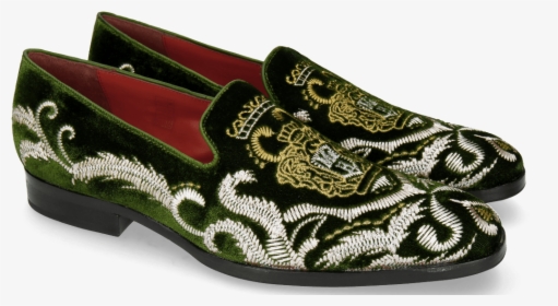 Loafers Prince 2 Velluto Pine Embrodery Gold - Slip-on Shoe, HD Png Download, Free Download
