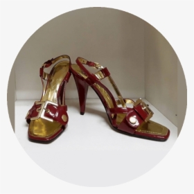 Red Patent Leather Sandals With Gold - Basic Pump, HD Png Download, Free Download