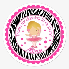 Ballerina Wide Zebra Print Border Personalized Sticker - Barn Tags Thank You, HD Png Download, Free Download