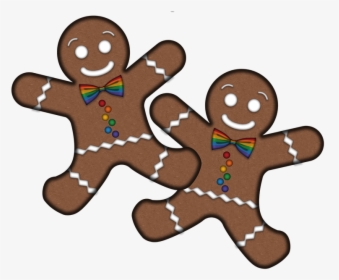 Two Overlapping, Gay Pride, Gingerbread Men With Rainbow-colored - Gay Pride Gingerbread Man, HD Png Download, Free Download