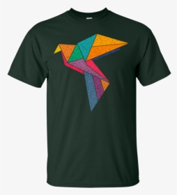 Vintage Geometric Colourful Paper Crane Origami T Shirt - T-shirt, HD Png Download, Free Download