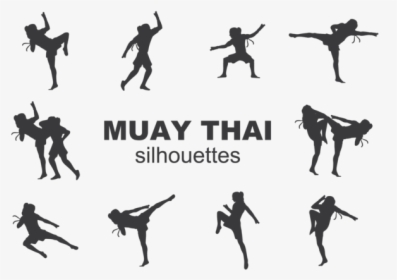 Muay Thai Silhouettes Vector - Muay Thai Vector Girl, HD Png Download, Free Download