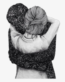 #girl #man #hug #space #galaxy #stars #star #draw - Draw A Man Hugging A Woman, HD Png Download, Free Download