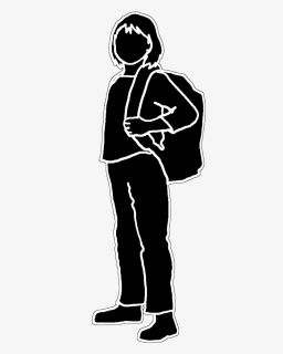 Black Outline Silhouette, School Girl Black White, - Clipart School Boy Silhouette, HD Png Download, Free Download
