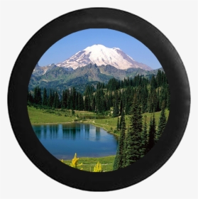 Jeep Liberty Tire Cover With Pine Forest Print - Mount Rainier National Park, Sunrise Lake, HD Png Download, Free Download