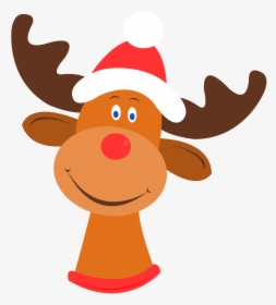 Christmas Reindeer Rudolph Santa's Reindeer Face Clipart, HD Png Download, Free Download