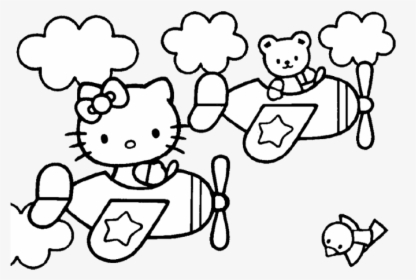 Hello Kitty Coloring Pages Airplane, HD Png Download, Free Download