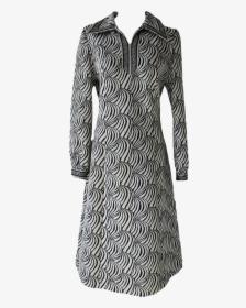 70"s Metallic Platinum And Black "wave - Day Dress, HD Png Download, Free Download